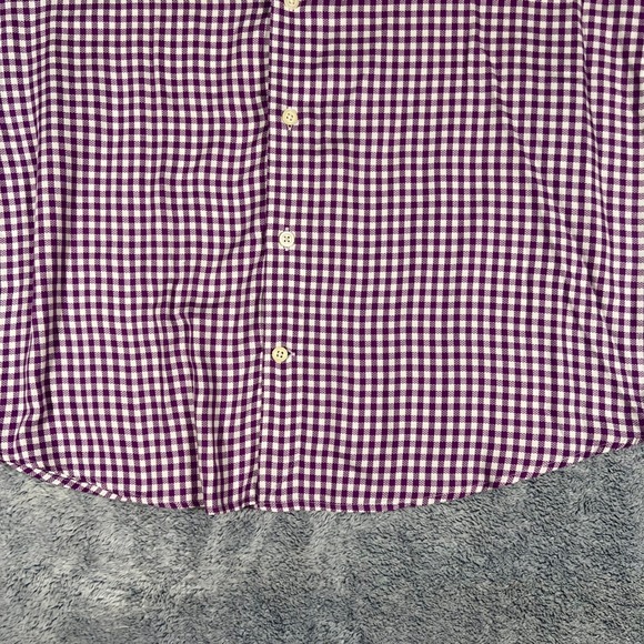 Charles Tyrwhitt Mens Slim Fit Gingham Dress Shirt Purple White 17/33 Cotton - Picture 7 of 16